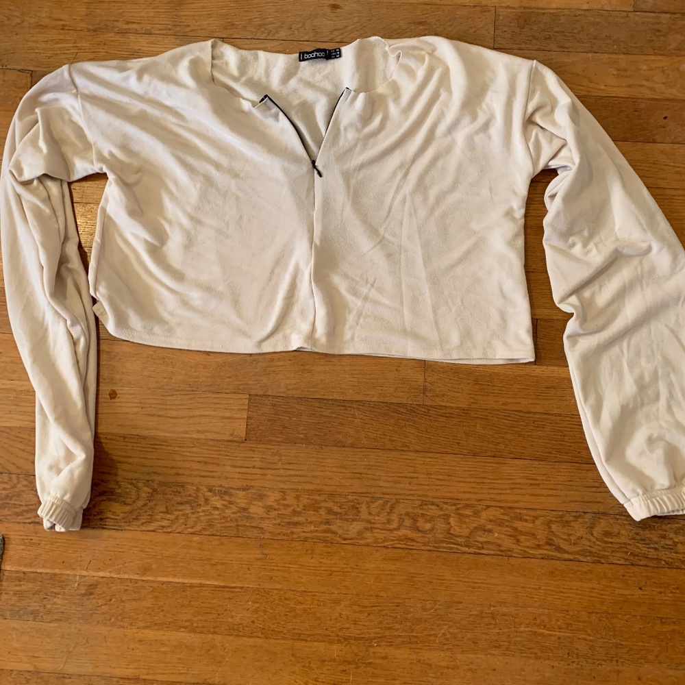 Boohoo cropped quarter-zip sweatshirt